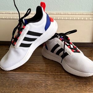 Adidas Kids Sneakers in White with Black and Red Accents